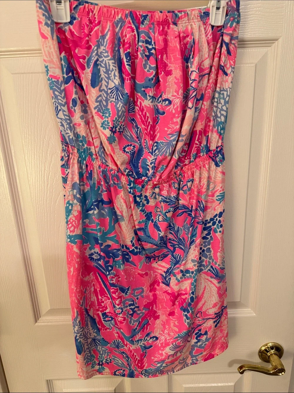 Lilly Pulitzer Pink and Blue Strapless Floral Sundress - Picture 5 of 5